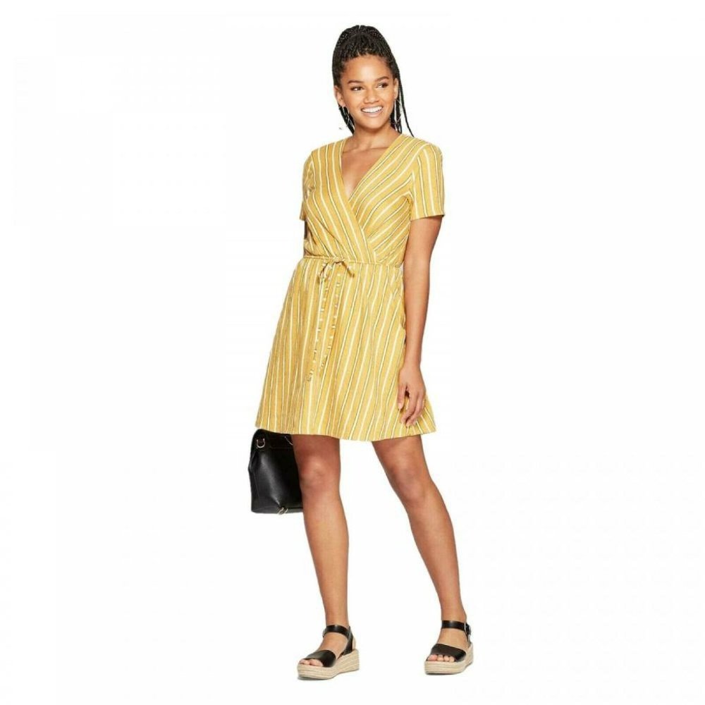 ☀Xhilaration Striped V-Neck Wrap Knit Mini Dress NWT☀